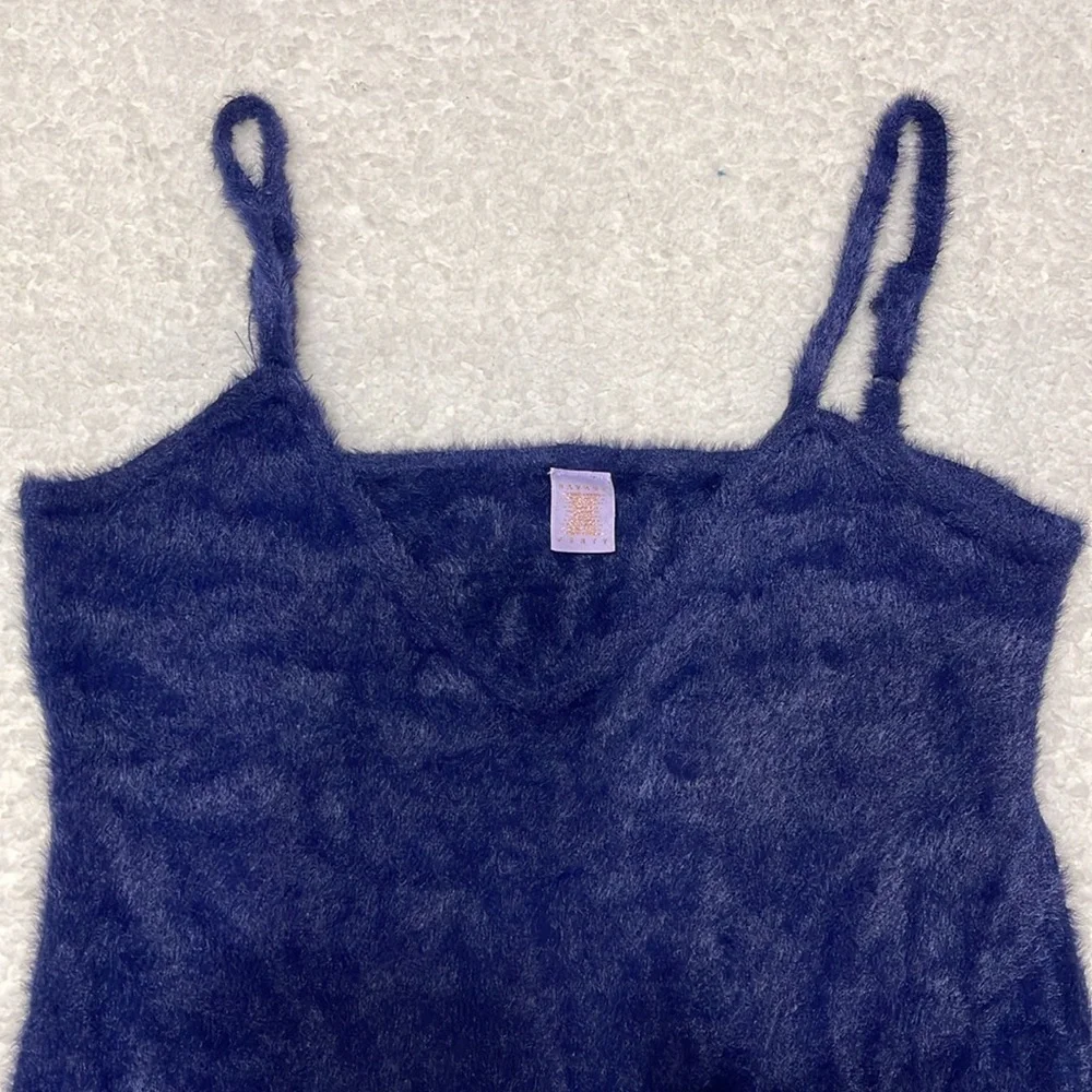 Savage x Fenty Fluff It Up Slip In Mini Dress Navy Blue Sexy Loungewear